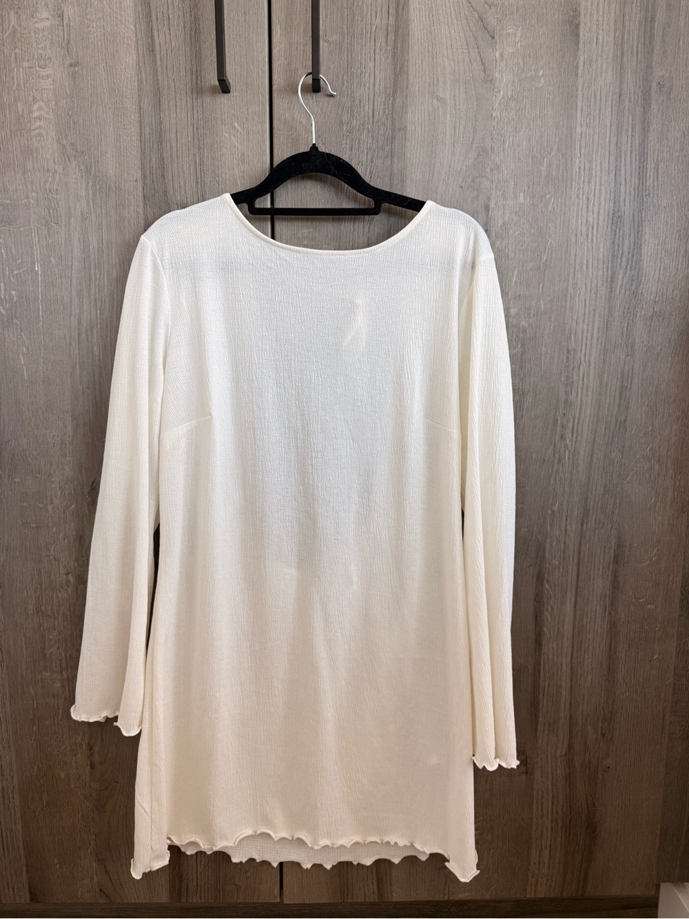 Cream Long-Sleeve Open Back Dress